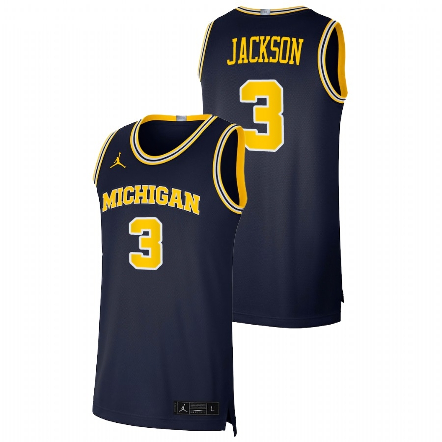 Michigan Wolverines Men's NCAA Zeb Jackson #3 Navy 2021 Dri-FIT Swingman College Basketball Jersey FEI2249XJ